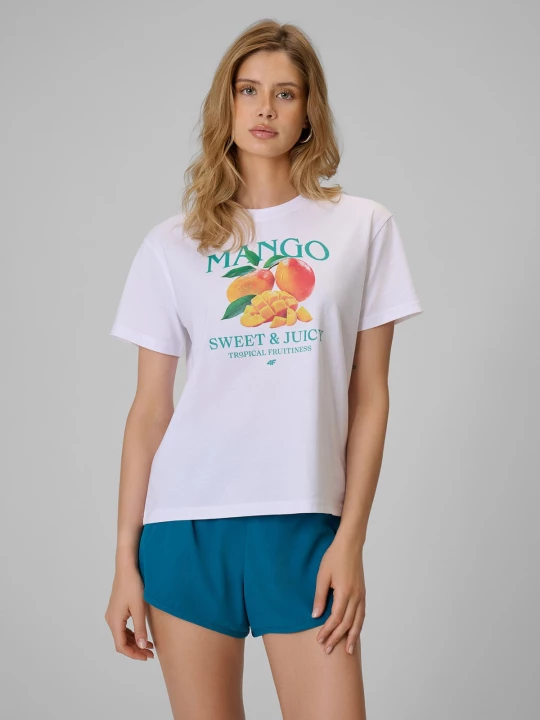 Obrázek produktu Dámské loose tričko s potiskem - bílé 4F