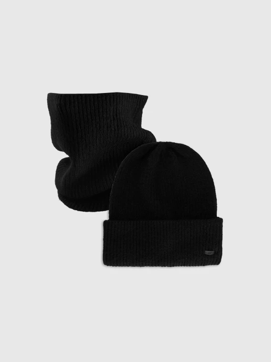 Obrázek produktu Unisex zimní set čepice a nákrčník - černý 4F