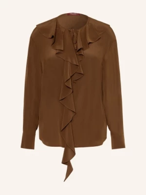Obrázek produktu Max Mara Studio Hedvábná Blůza Epica S Volány hnědá