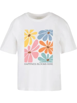 Obrázek produktu Merchcode Tričko 'Happiness Blooms Here'  citronová / oranžová / světle růžová / bílá
