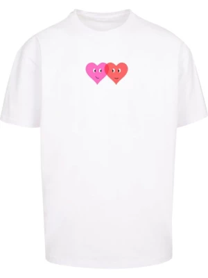 Obrázek produktu Merchcode Tričko 'Hugs & Love - Two Hearts'  pink / krvavě červená / bílá