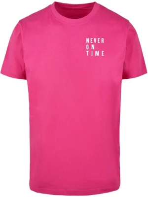 Obrázek produktu Merchcode Tričko 'Never On Time'  pink / bílá