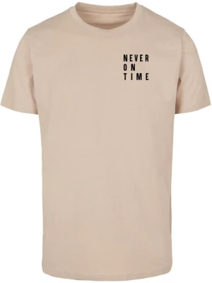 Obrázek produktu Merchcode Tričko 'Never On Time'  písková / černá