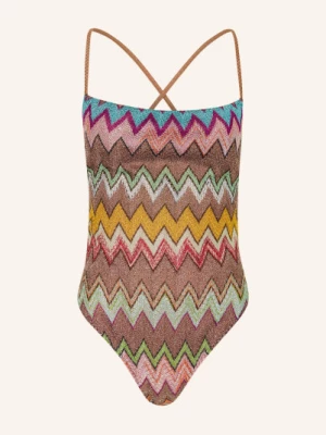 Obrázek produktu Missoni Plavky S Třpytivou Přízí hnědá / tmavě žlutá / mátová