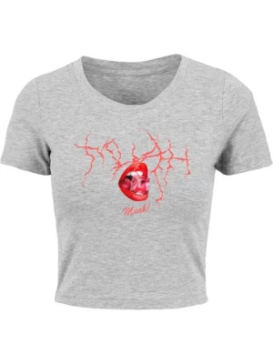Obrázek produktu Mister Tee Tričko 'Muah'  šedý melír / pink / červená / bílá