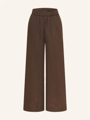 Obrázek produktu Mm By Max Mara Lněné Kalhoty Canneti tmavě hnědá