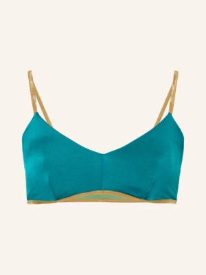 Obrázek produktu Mymarini Bralette Horní Díl Bikin Classic Shine V Oboustranném Provedení S Uv Ochranou 50+ tyrkysová / zlatá / světle zelená