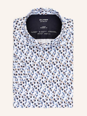 Obrázek produktu Olymp Košile S Krátkým Rukávem 24/Seven Modern Fit Z Žerzejového Materiálu bílá / tmavě modrá / velbloudí