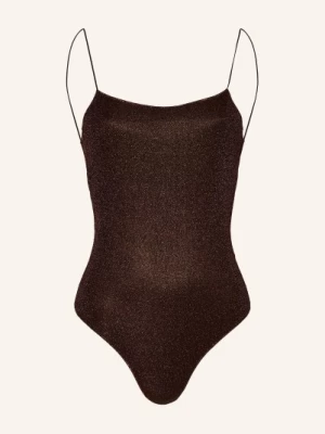 Obrázek produktu Oséree Plavky Lumiere Maillot S Třpytivou Přízí tmavě hnědá / barva růžového zlata