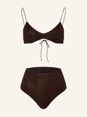 Obrázek produktu Oséree Trojúhelníkové Bikiny Lumiere S Třpytivou Nití tmavě hnědá / barva růžového zlata