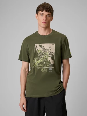 Obrázek produktu Pánské regular tričko s potiskem - khaki 4F