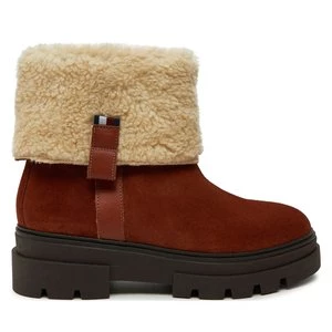 Obrázek produktu Polokozačky Tommy Hilfiger Faux Fur Suede Roll-Down Boot FW0FW08158 Hnědá