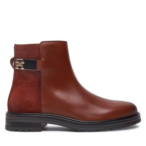 Obrázek produktu Polokozačky Tommy Hilfiger Th Logo Leather Mix Chelsea FW0FW08336 Hnědá