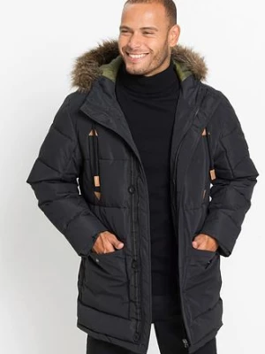 Obrázek produktu Praktyczna, ocieplana kurtka parka na zimę, z kapturem ze sztucznym futerkiem i detalami z imitacji skóry bonprix