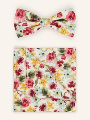 Obrázek produktu Prince Bowtie Sada: Motýlek A Kapesníček Do Náprsní Kapsy krémová / červená