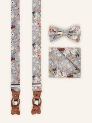 Obrázek produktu Prince Bowtie Sada: Šle, Motýlek A Kapesníček Do Náprsní Kapsy šedá