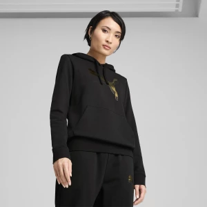 Obrázek produktu PUMA ESS METALLIC Hoodie Women, Clothing, Black/Metallic Gold,
