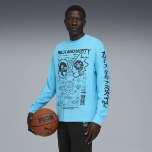 Obrázek produktu PUMA HOOPS x RICK AND MORTY Long Sleeve Basketball Tee Men, Clothing, Bright Aqua,