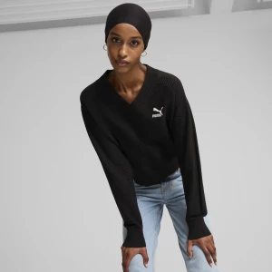 Obrázek produktu PUMA T7 Knitted V-Neck Crew Women, Clothing, Black,