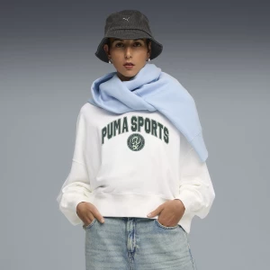 Obrázek produktu PUMA Wardrobe Essentials Sports Legacy Oversized Graphic Crew Sweatshirt Women, Clothing, White,