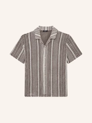 Obrázek produktu Reiss Háčkovaná Košile Aetos Comfort Fit tmavě hnědá / bílá
