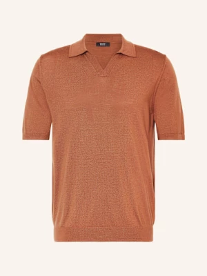 Obrázek produktu Reiss Úpletová Polokošile Duchie Z Merino Vlny tmavě oranžová