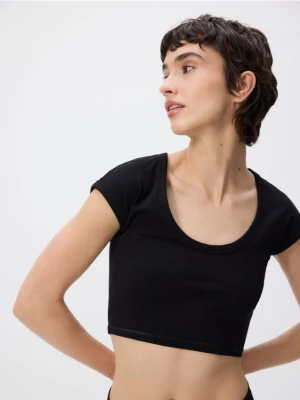 Obrázek produktu Reserved - Crop top s vysokým podílem bavlny - černý