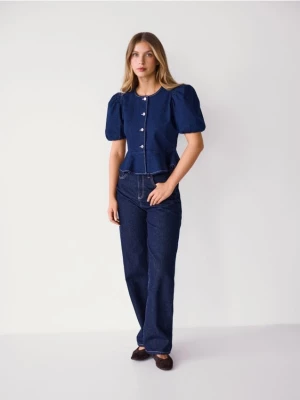 Obrázek produktu Reserved - Džínová halenka s volánkem peplum - tmavomodrá
