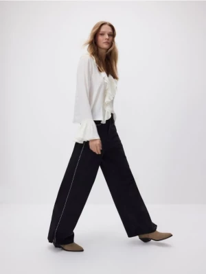 Obrázek produktu Reserved - Džíny wide-leg s aplikacemi - černý