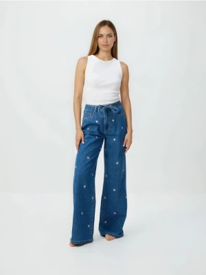Obrázek produktu Reserved - Džíny wide leg s výšivkou - modrá