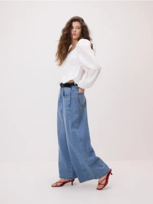 Obrázek produktu Reserved - Džíny wide leg se záložkami - modrá