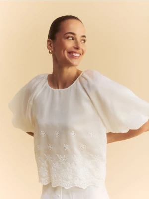 Obrázek produktu Reserved - Halenka ze směsi lyocellu - bílá