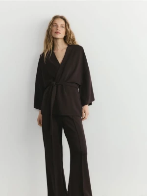 Obrázek produktu Reserved - Kimono mikina s modalem - tmavě hnědá