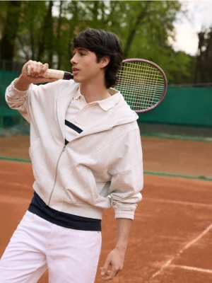 Obrázek produktu Reserved - Mikina na zip s kapucí - světle šedá