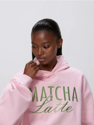 Obrázek produktu Reserved - Mikina oversize s výšivkou - pastelově růžová