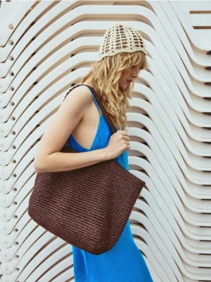 Obrázek produktu Reserved - Pletená handmade kabelka - tmavě hnědá