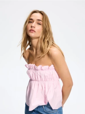 Obrázek produktu Reserved - Řasený crop top - pastelově růžová