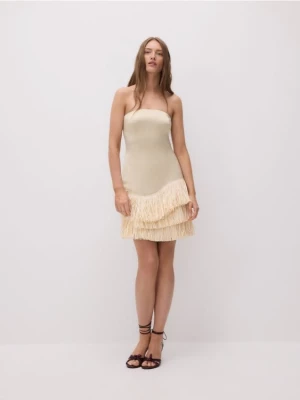 Obrázek produktu Reserved - Šaty bandeau s třásněmi - tělová