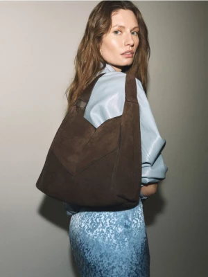 Obrázek produktu Reserved - Semišová kabelka shopper - tmavě hnědá