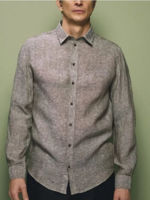 Obrázek produktu Reserved - Slim fit lněná košile - kávová