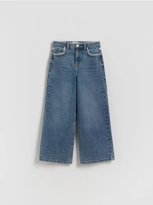 Obrázek produktu Reserved - Super wide leg džíny s krajkou - tmavomodrá