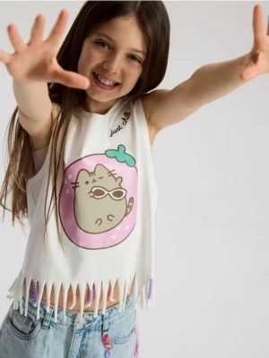Obrázek produktu Reserved - Top s třásněmi Pusheen - krémová