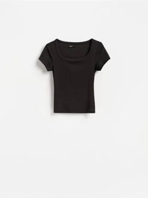 Obrázek produktu Reserved - Tričko slim fit s modalem - tmavě hnědá