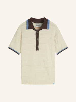 Obrázek produktu Scotch & Soda Pletené Polo Tričko Loose Fit krémová / tmavě hnědá / modrá