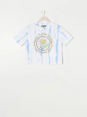 Obrázek produktu Sinsay - Batikovaný crop top SmileyWorld® - modrá