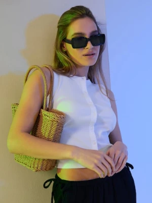 Obrázek produktu Sinsay - Bavlněná halenka na knoflíky - bílá