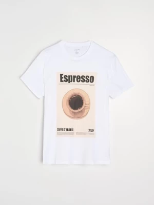 Obrázek produktu Sinsay - Bavlněná košilka s potiskem Espresso - bílá