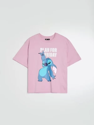 Obrázek produktu Sinsay - Bavlněná košilka s potiskem Lilo & Stitch - levandulová