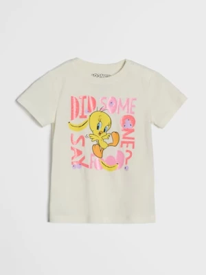 Obrázek produktu Sinsay - Bavlněná košilka s potiskem Looney Tunes - krémová