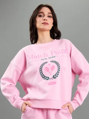 Obrázek produktu Sinsay - Bavlněná mikina crewneck s výšivkou - begóniová